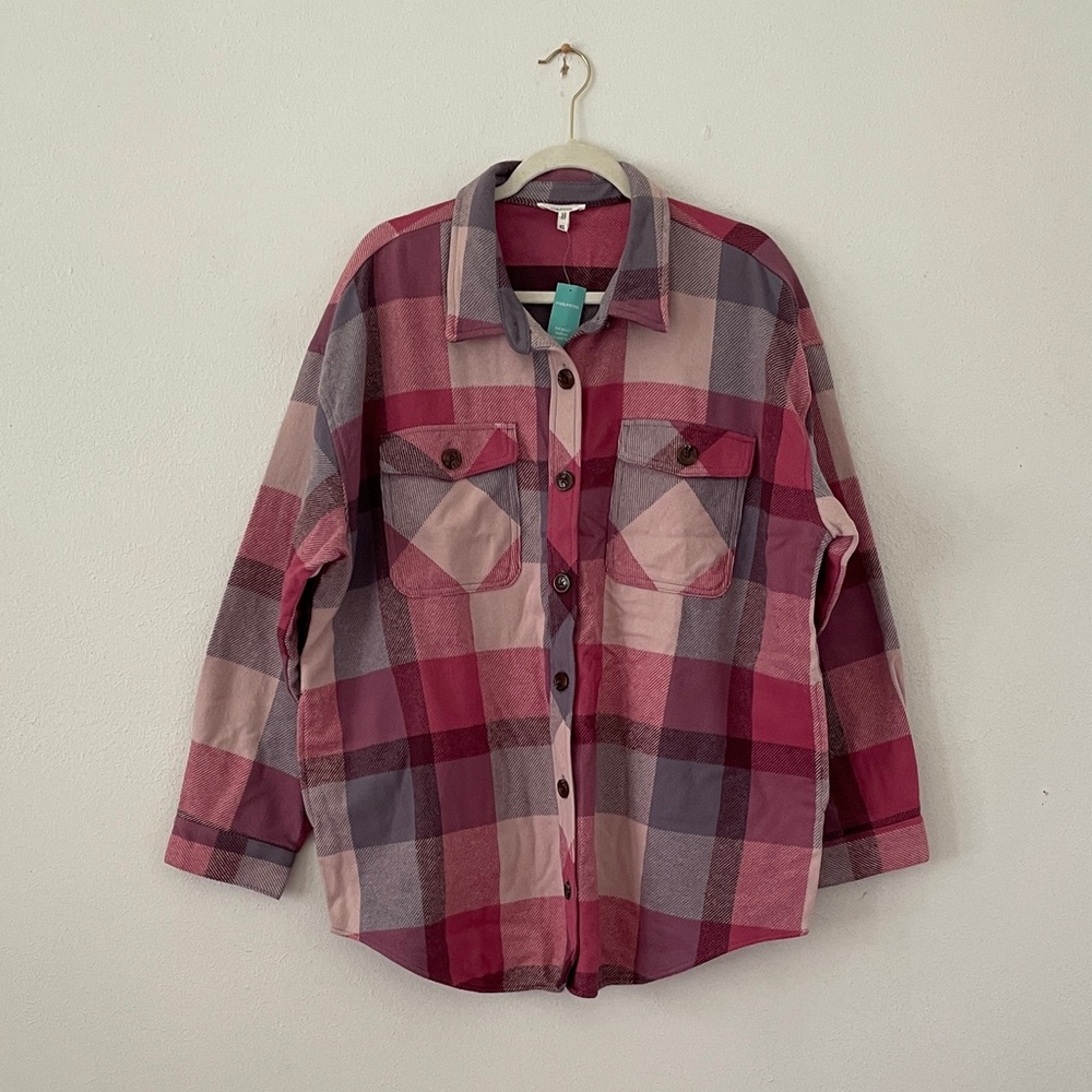 Maurice’s Plaid Shirt Jacket Chunky Pink Shacket